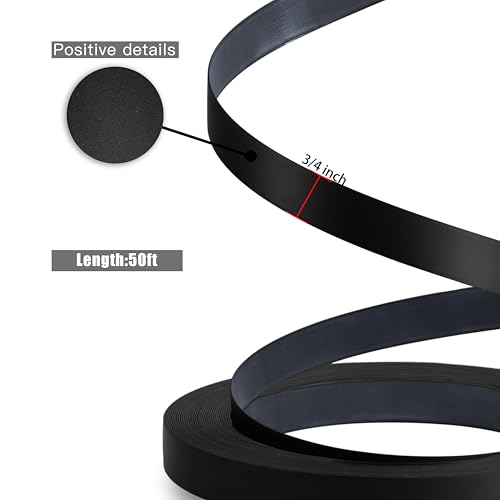 Image of PVC Black Edge Banding, 3 /4 inch x 50ft roll of Veneer Edge Banding Pre-glued Flexible Edging, Tape Banding on with Hot Melt Adhesive Easy Application for Cabinet