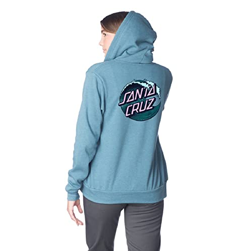Santa Cruz Women's Zip Up Hooded Sweatshirt Wave Dot Skate Sweatshirt - Heather Deep Teal, Size: X-Small #TOP1