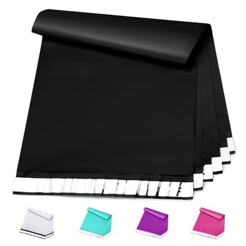 Image of Metronic Black Poly Mailers 14.5x19 100 Pack, Large Self Seal Shipping Bags | Strong Thick Tear-resistant Waterproof Mailing Bags, Packaging Envelopes for Clothing, Boutiques, Small Business.