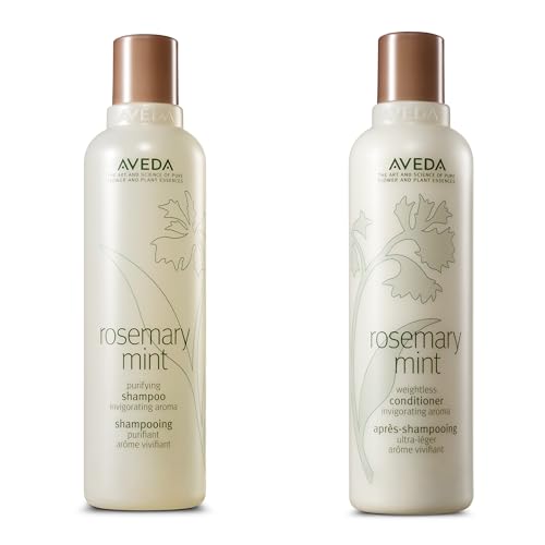Aveda Rosemary Mint Purifying Shampoo & Conditioner Set | Clarifying Shampoo | Lightweight Conditioner | Normal to Oily Hair | Fine to Medium Hair Types | 97% Naturally Derived*, 8.5 Fl Oz (Pack of 2)