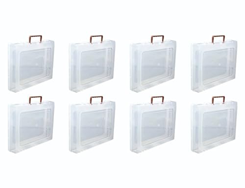 Image of Multipurpose Plastic Rectangular Storage Boxes with Locks and Handle Matte Finish for Saree, Laptop, Books (Set of 8, Rajkumari)