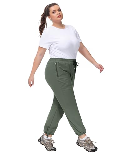 Hanna Nikole Trekkinghose Grosse Grössen Damen Elastisch Wasserabweisend Freizeit Joggen Hosen Olive Green 52