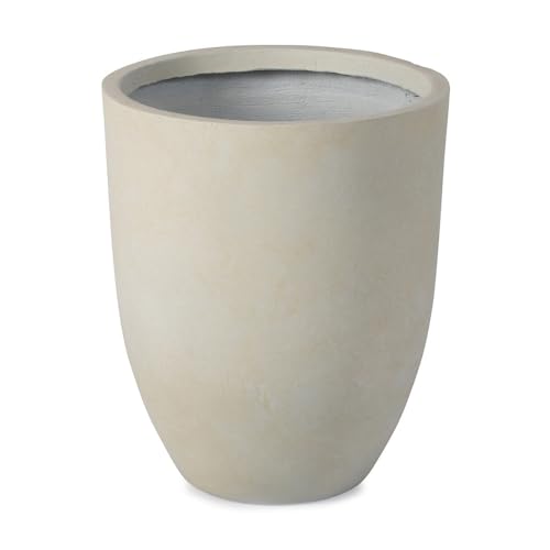Ash & Ember 18" Laurel Satin Ivory Planter, Lightweight Fiberstone