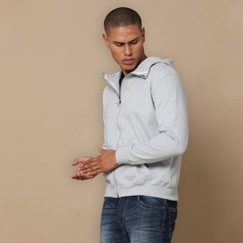Image of REPUBLIC Cotton Fleece Regular Fit Hooded Sweatshirt Full Sleeves Solid Jumper Sweatshirt for Men