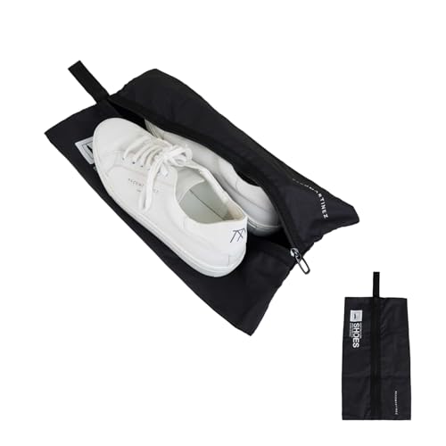 PACOMARTINEZ Bolsa para Zapatos para Llevar de Viaje, Fabricada con Poliéster, Organización de Maleta, Color Negro   39x21 Centímetros