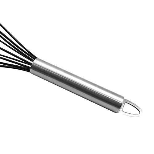 Kitchen Tools Whisk Egg Beater Silicone Whisk With Stainless Steel Handle Egg Beaters Butter Blender Kitchen Tools For Whisking Dough (Color : Silver, Size : 25.5X6Cm) #TOP1