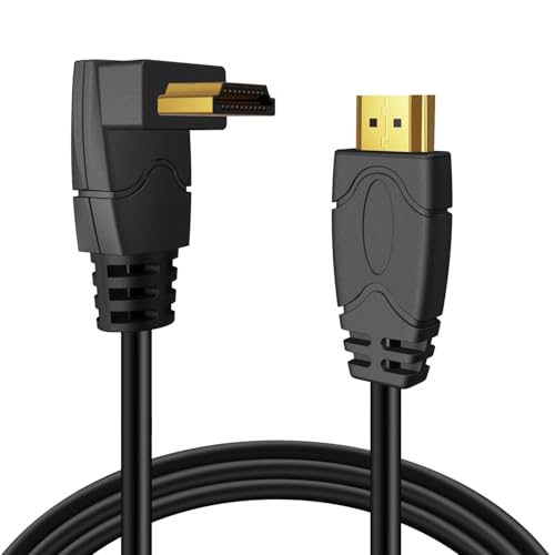 TNP 4K HDMI Cable Right Angle 270 Degree (15FT) - Black High Speed 18GBPs HDMI Wire Cord 4K 60Hz HDR 2K 2160p 1080p 1440p 3D ARC/eARC Ethernet for Video Gaming Xbox One X PS 4 Pro & Apple TV HDTV