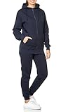 L.gonline Chándal para mujer | Chaqueta de entrenamiento con cremallera y capucha | Pantalones con cordón y cordón | Puños acanalados en brazos, caderas y perneras | S – 3XL, azul marino, M