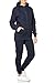 L.gonline Damen Jogginganzug Uni 586 | Baumwolle | Trainingsjacke mit Reißverschluss | Hose mit Gummizug und Zugband | Rippstrickbündchen | Navy, L