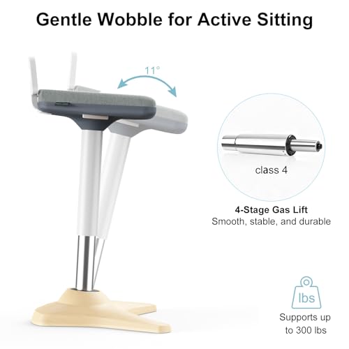 Image of Wobble Stool for Standing Desk, Height Adjustable 22 inch-31.9 inch, Ergonomic Sit Stand Chair with Non-Slip Base & Upgraded Lift, Home Office Active Sitting Stool