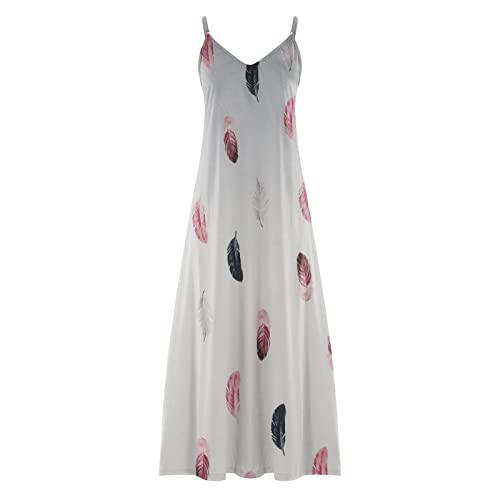 Vestido feminino sem mangas, alças finas, decote em V, praia, havaiano, longo, verão, outono, 2024,