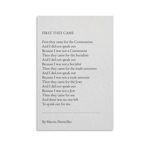 Affiche Martin Niemöller First They Came avec cadre noir de 40x60 cm