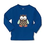 Kids Long Sleeve T Shirt Owl Toy Brown Cotton Boy & Girl Clothes Funny Graphic Tee Royal Blue Design Only 3T