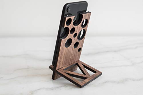 Wood Phone Stand Wood Headphone Stand Holder Station Wooden Docking Station Wooden Cellphone Holder Mobile Phone Holder Smartphone Stand (Wallnut, 2.)