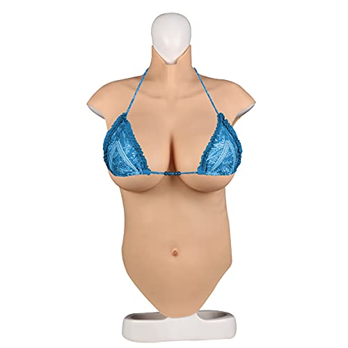 Yuewen Ölfreie 7. Generation Professioneller Stil S L Größe Halber Body Silikonbrüste für Crossdresser mit Silikonfüller (Beige, L-E Tasse) Cover