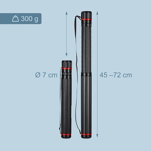 Relaxdays Posterrolle ausziehbar, 45—72 cm, Ø 7 cm, Transport Poster & Zeichnungen, Zeichenrolle bis DIN A1, rot/schwarz