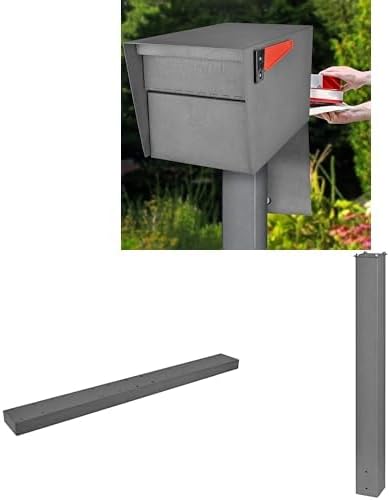 Mail Boss Mail Manager Street Safe X4 In-Ground Mount Combo Kit Locking Metal Standard Mailbox - Granite