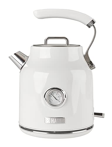 Haden Dorset 1.7 Liter Stainless Steel Electric Kettle, Hot Water Kettle with 360-Degree Base and Auto Shutoff, Ivory & Chrome