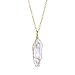 Clear Quartz Genuine Gemstone Pendant Necklace in Gold Tone on 20" Chain (Quartz Crystal)