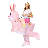Cysudo Easter Bunny Inflatable Costume Festive Rabbit Riding Suit Cosplay Party Blow Up Dress (Adult