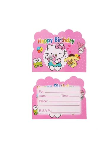 AQHOFSV 20 Pcs Cat Birthday Party Invitation Card Party Supplies Decoration (pink)