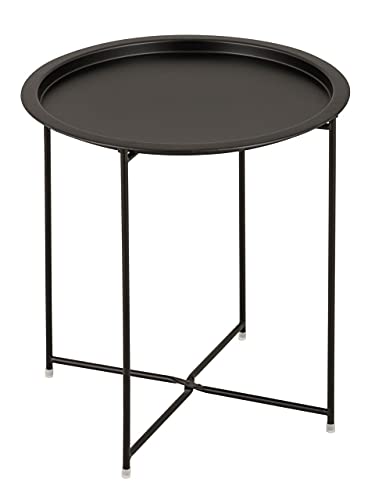 kreatives Wohnen Beistelltisch 2. Wahl Gartentisch Balkon Tisch Terassentisch rund Alberta Metall zusammen schwarz… – Bild 3