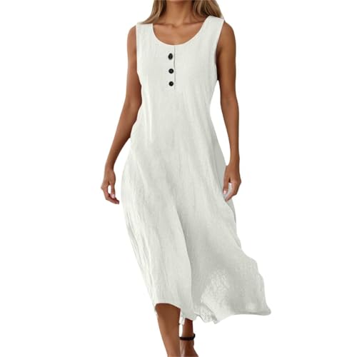 Robe d'été sans manches col en V pour femme coupe fluide