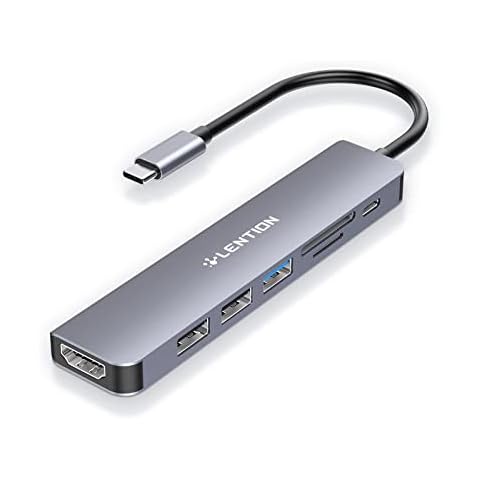 LENTION USB C Hub with 100W PD Charging, 4K HDMI, SD/Micro SD Card Reader, USB 3.0, Compatible 2022-2016 MacBook Pro, New Mac Air/Surface, Chromebook, More, Stable Driver Adapter(CB-CE18, Space Gray) Cover