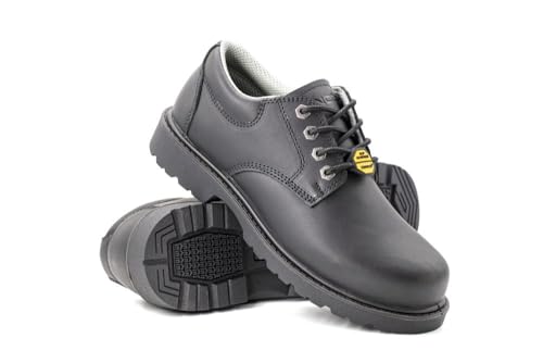 ZANCO Men's 4" Leather Work Shoes/Oxford/Outdoor Hiking Shoes with Light Weight Flexible Outsole4