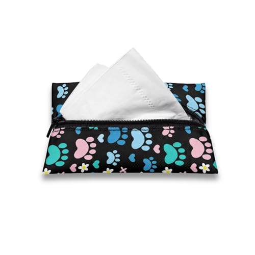 Colored Cartoon Paws Purse Tissue Holder Reusable Travel Tissue Pouch Fabric Purse Zipper Enclosed Tissue Holder for Purse Coins Tissue Pouch for Bag Car Office Home2