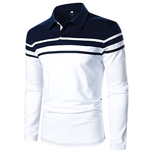 LAOSU Polo Homme Manche Longue Rugby - Marque Vêtement Golfeur - Rouge Blanc L