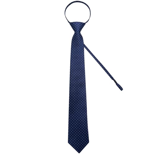 Image of DiBanGu Silk Zipper Ties for Men,Paisley Solid Plaid Pre-tied Tie and Pocket Square Cufflinks Set Formal Adjustable Necktie