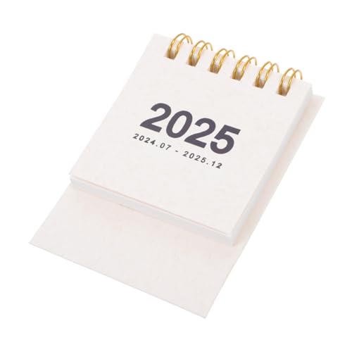 CONGARTENO 年卓上ミニデスクカレンダー 月間プランナー 皓月白カラー かわいい小型スタンド式予定表 仕事や生活のスケジュール管理に