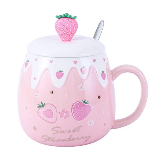 Taza de Fresa, Linda Taza de café de cerámica de 450 ml Cover