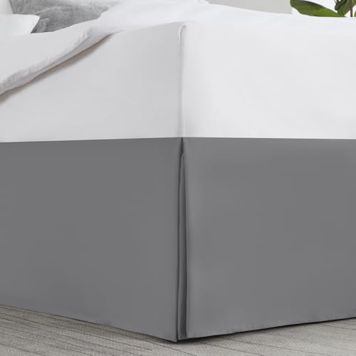 Image of Nestl Grey Blue Bed Skirt Cal King Size - Cal King Bed Skirt 14 Inch Drop - Brushed Microfiber Bed Skirts - Hotel Quality Pleated Bed Skirt - Shrinkage & Fade Resistant