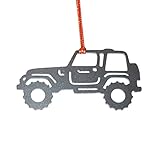 Christmas 4x4 Metal Ornament, Off Road, Perfect for Jeep Owners (Dark Grey-Bare Metal)