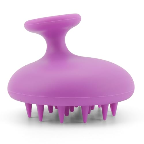 BSSUEENB - Limpiador de cuero cabelludo, cepillo de silicona para el crecimiento del cabello y eliminación de la caspa, cepillo de champú para exfoliante del cuero cabelludo (morado)