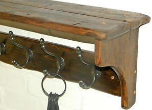 RusticWoodenCrafts Handmade Reclaimed wood Cottage Country Vintage style Hat & Coat Rack with shelf 6 hooks = 88cm
