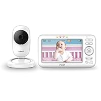 VTech LM808-1W Baby Monitor with Camera,300m Long Range, Auto Night Vision, Video Baby Monitor with 5 Screen, 2-Way Audio Talk, Temperature Sensor, Power Saving Mode, Lullabies,Wall-mountable Bracket