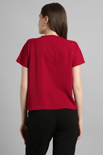 Image of Van Heusen Women's Polyester Regular Fit Half Sleeve V Neck Formal Top