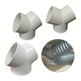 Kivivaka Connettore splitter in PVC a forma di Y per cappa di ventilazione, 200 mm, bianco