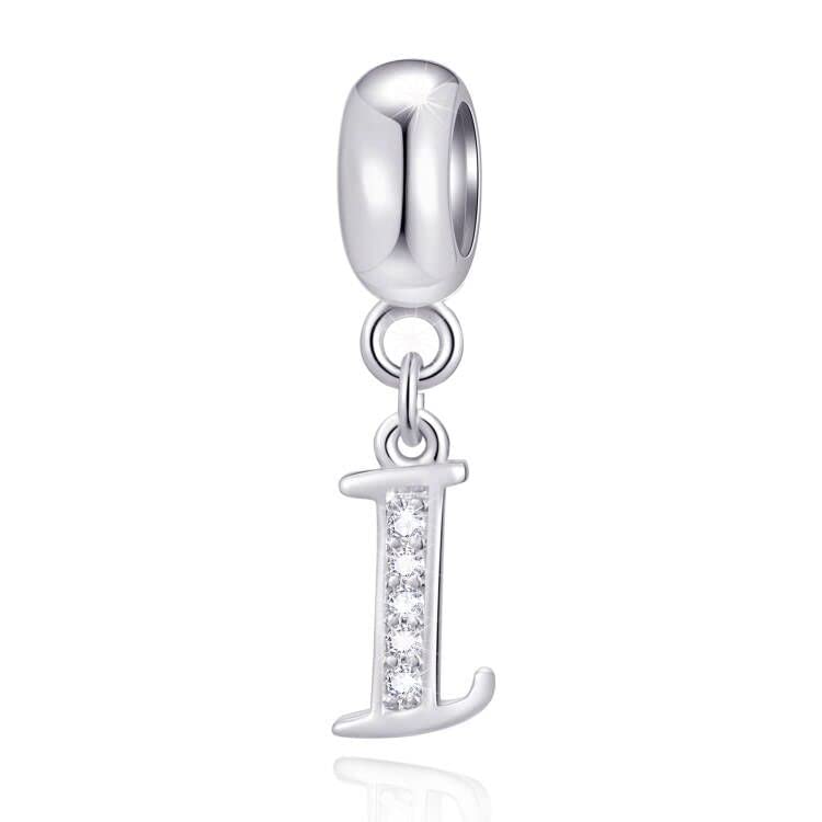 Sambaah Alphabet Charm Letter Beads Solid 925 Sterling Silver with Cubic Stones, Complete A~Z Gift Options fit Pandora European Bracelets (I)-image-7
