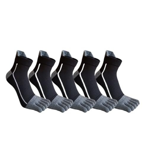 GSJNHY Calcetines de cinco dedos 5 pares de calcetines deportivos cinco dedos for hombre, malla transpirable y absorbente del sudor, ideales for bádminton, tenis, maratón, ciclismo, viajes(Black)