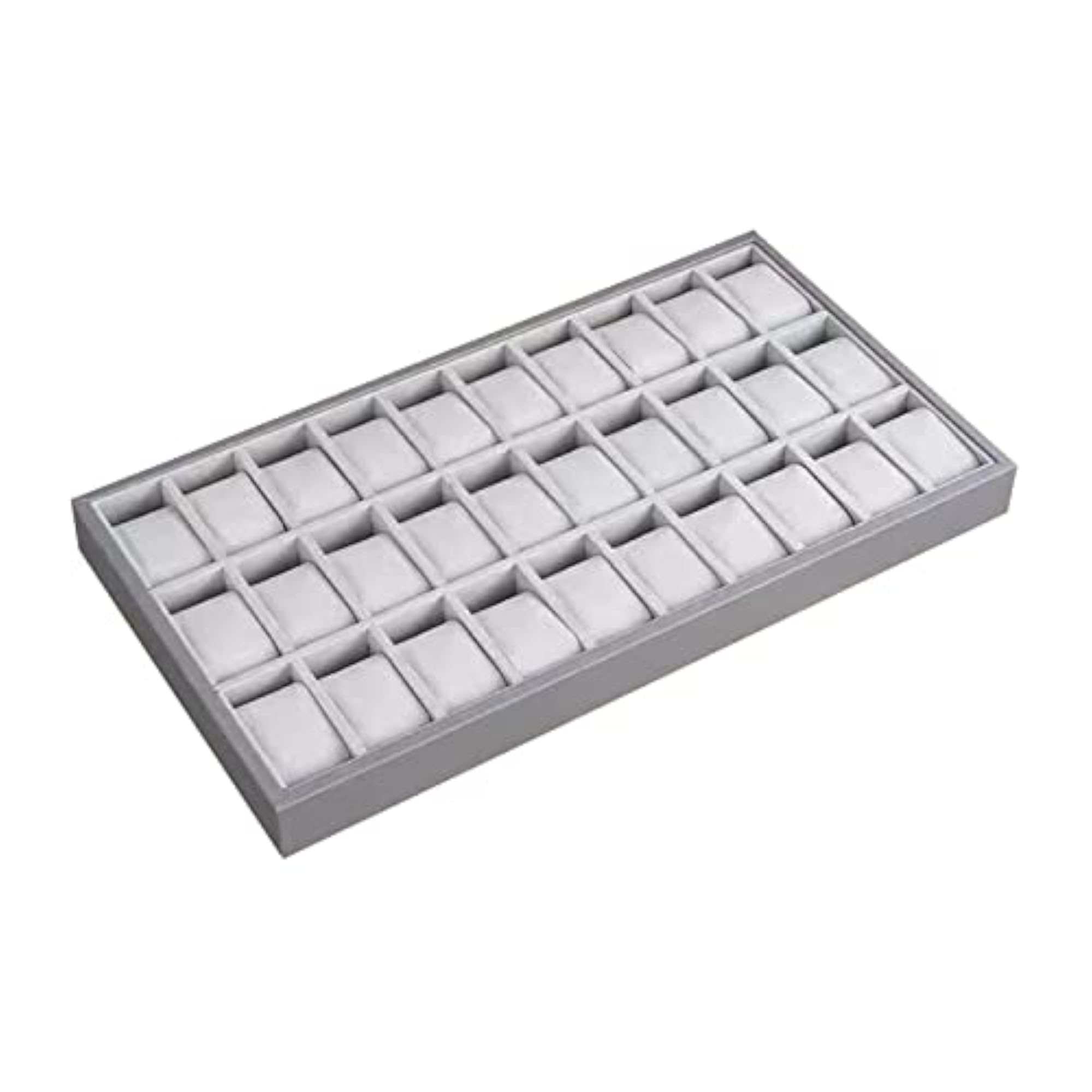 Grey Leather Watch Jewelry Tray with Pillow Showcase