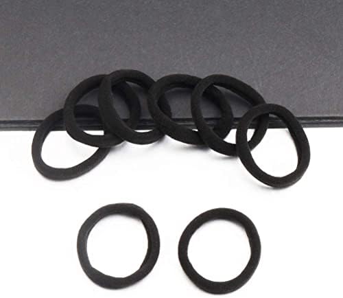 nuoshen 100 Pcs Hair Ties for Women, Cotton Hair Bands Elastic Hair Bobbles Stretch Strong Hairbands Ponytail Holders for Thick Heavy and Curly Hair(Black)