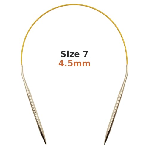 Image of OYEUYID 16 Inch Circular Knitting Needles Ergonomic Metal Needle Set (Yellow, 16 inch-Size 7)