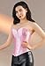 Kranchungel Pink Corsets for Women Satin Corset Top Lace up Fashion Bustier Body Shaper Waist Cincher Corset X-Small Pink