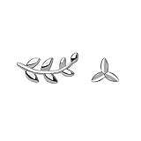i&D Jewelry 925 Sterling Silver Minimalist Design of Ear Cuff Earrings Tiny Leaf Asymmetrical Stud E