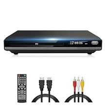 DVD Player Region Free DVD Players for TV, 1080P Upscaling, USB Input, HDMI RCA Cable Included, Breakpoint Memory, Built-in PAL NTSC, DVD CD Player for Home Plays Multi-Format Model-168 Non-Blu-ray