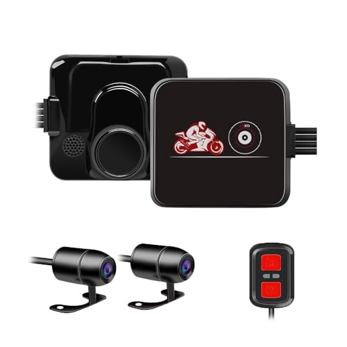 VSYSTO Dash Cam Moto, Fotocamera per Moto Obiettivo Grandangolare 130°, Impermeabile Doppia Anteriore e Posteriore 1080P Videocamera con WiFi, Visione Notturna, Sensore G, Registrazione in loop